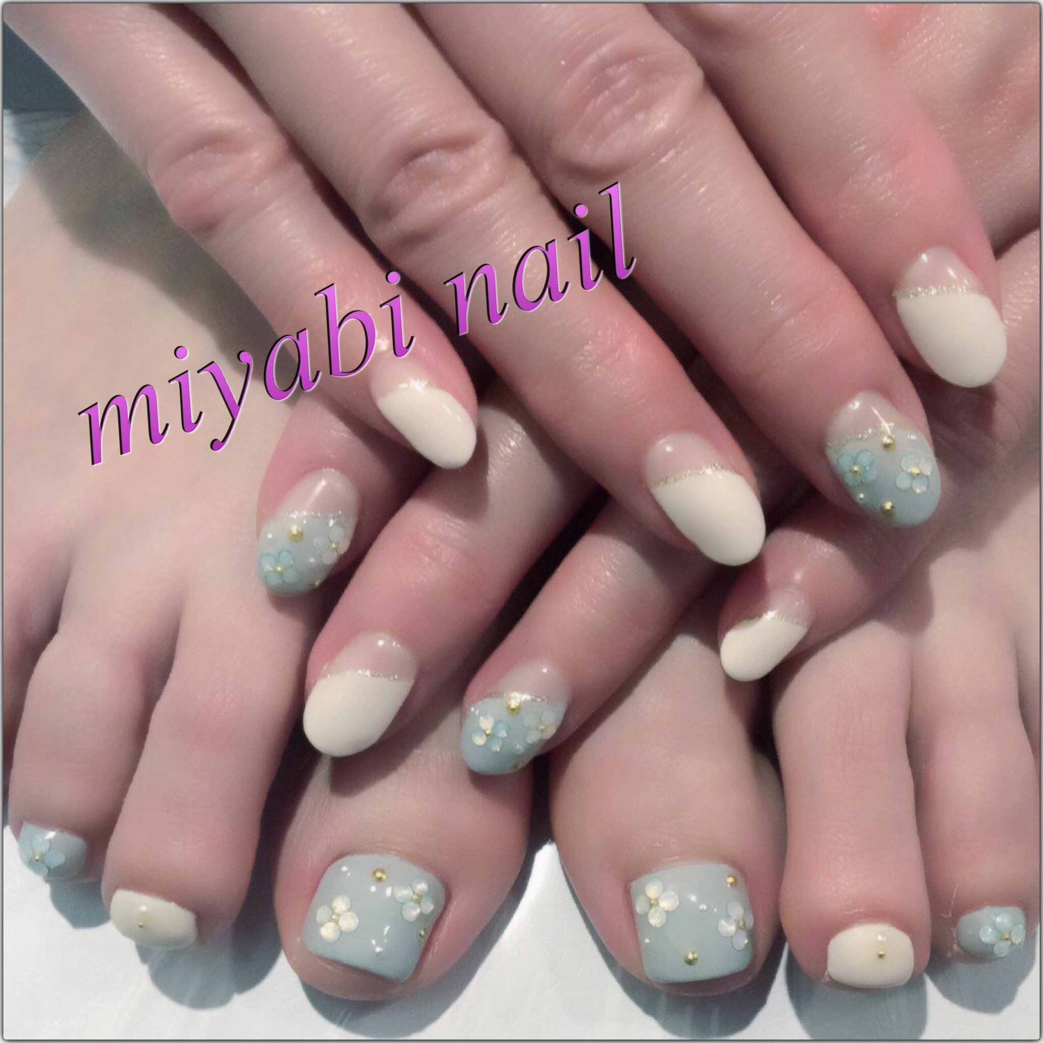 ハンド フットお揃いデザイン Miyabi Nail